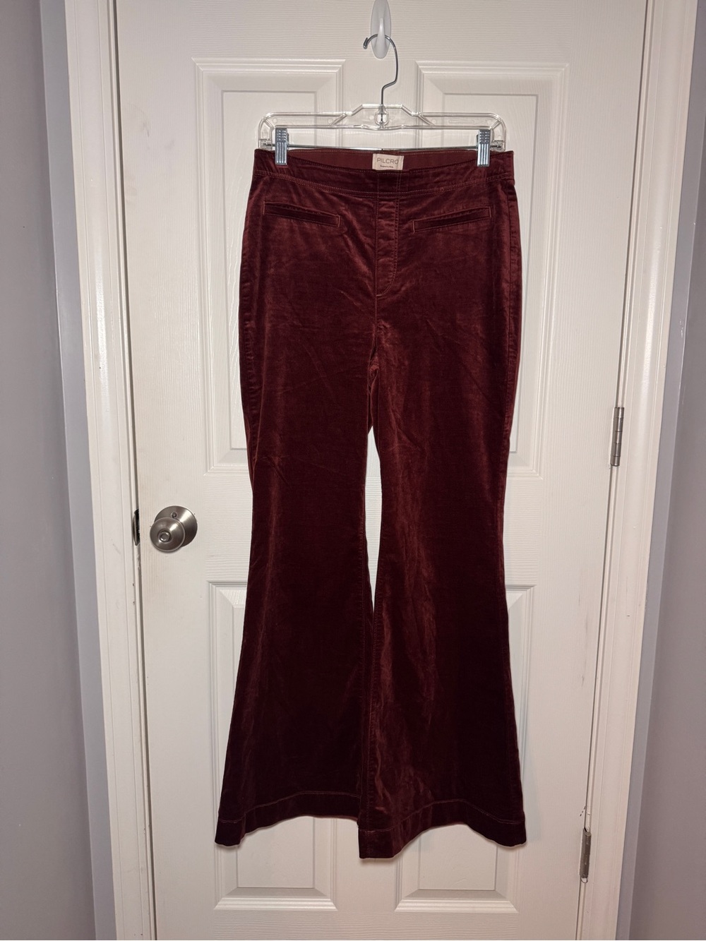 Pilcro Pull-On Mid-Rise Retro Flare Velvet Jeans - Picture 3 of 14